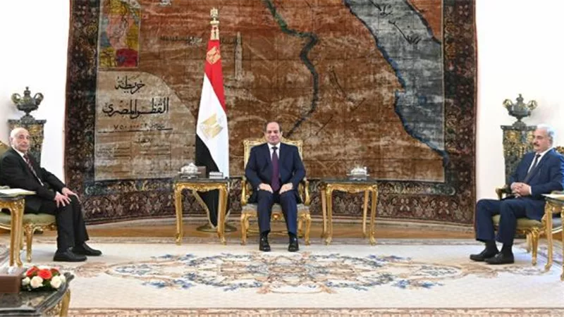 تفاصيل مباحثات السيسى مع عقيلة صالح والمشير خليفة حفتر