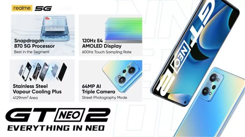 realme تطلق هاتفGT Neo 2، أفضل هواتفها الرائدة على الإطلاق، والمزود بمعالج بيانات SD870 5G وشاشة متميزة من طراز E4 AMOLED