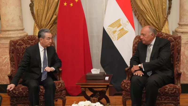 عقدا جلسة مباحثات ثنائية.. وزير الخارجية يستقبل نظيره الصيني في قصر التحرير