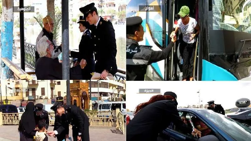 رجال الشرطة يشاركون المواطنين الإحتفال بالعيد وتوزيع الهدايا عليهم