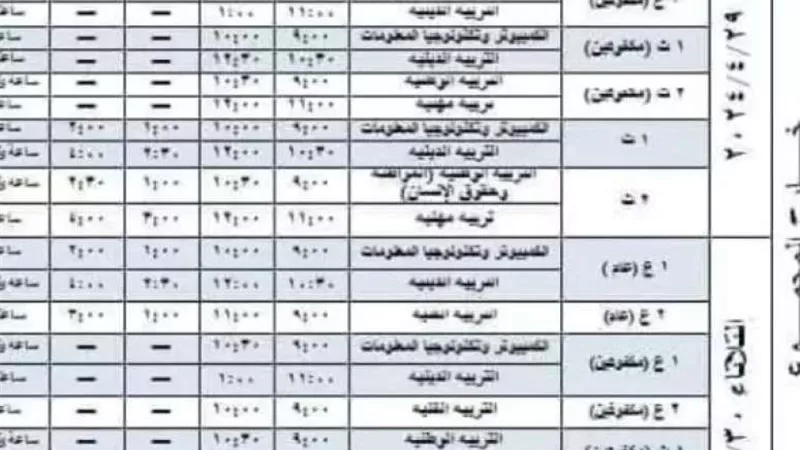 جدول امتحانات العملي الترم الثاني 2024 للصفين الأول والثاني الإعدادي بالجيزة والقاهرة ومحافظات أخرى