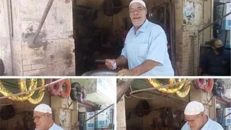 ”الشغل مش عيب”.. قصة الفنان حسين أبو حجاج الذي يعمل في ورشة كاوتش