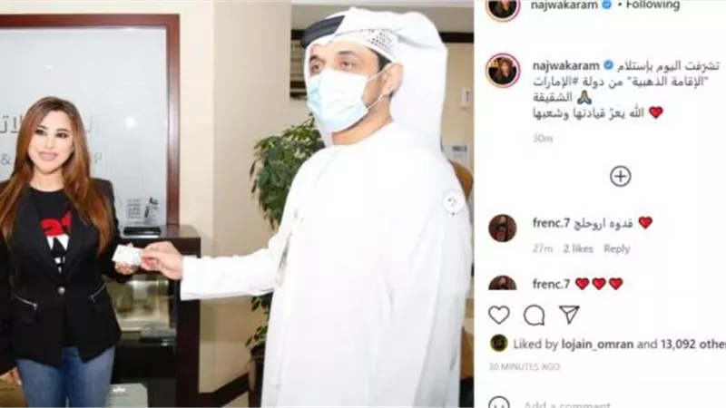 نجوي كرم تحصل على الإقامة الذهبية بدولة الإمارات