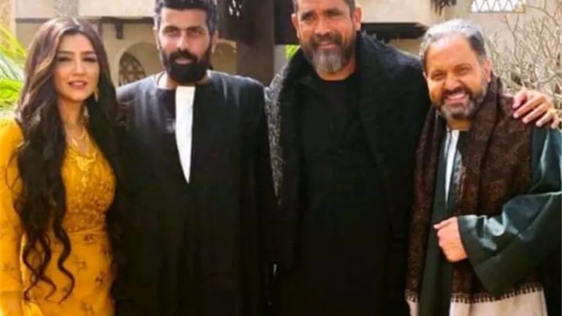 أمير كرارة وإدوارد ومحمد سامي بالجلباب الصعيدي في كواليس مسلسل ”نسل الأغراب”