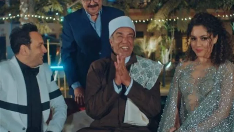 ندى موسى مع مصطفى قمر في كواليس تصوير مسلسل ”فارس بلا جواز”