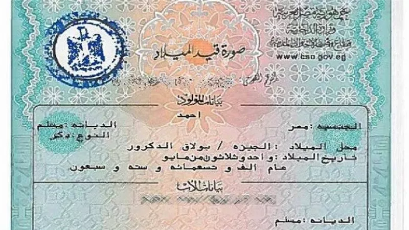 خطوات استخراج شهادة ميلاد إلكترونيا.. تصلك خلال ساعات 