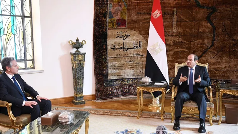 الأوضاع في غزة ولبنان تُسيطر علي لقاء الرئيس السيسي ووزير الخارجية الأمريكي